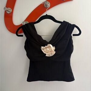 Reformation Flower Top Blouse XS Black